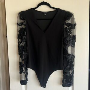 Black thong bodysuit